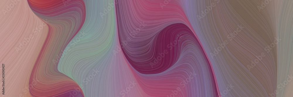 Poster abstract decorative horizontal header with old lavender, rosy brown and old mauve colors. fluid curved lines with dynamic flowing waves and curves