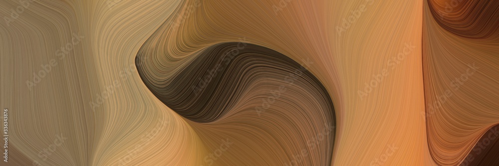 Poster abstract dynamic header with pastel brown, peru and very dark green colors. fluid curved lines with dynamic flowing waves and curves
