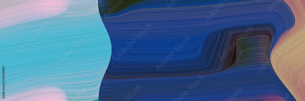 Poster abstract flowing horizontal header with midnight blue, pastel purple and medium turquoise colors. fl