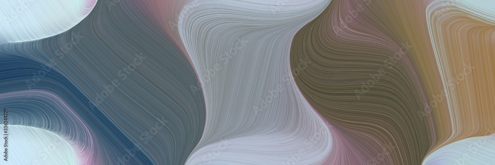 Poster abstract artistic horizontal header with dim gray, light steel blue and dark gray colors. fluid curved lines with dynamic flowing waves and curves