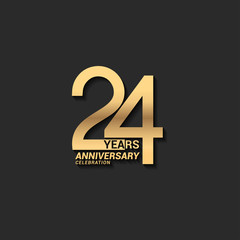 24 years anniversary celebration logotype with elegant modern number gold color for celebration