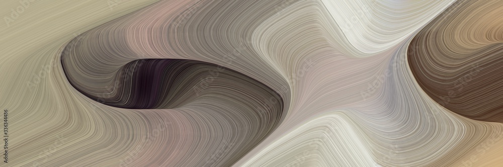 Poster abstract dynamic designed horizontal header with rosy brown, very dark violet and light gray colors. fluid curved flowing waves and curves