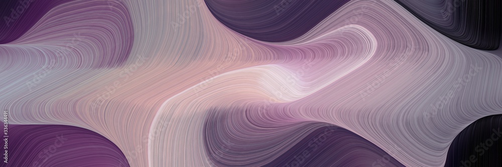 Poster abstract moving horizontal header with gray gray, very dark blue and old mauve colors. fluid curved flowing waves and curves