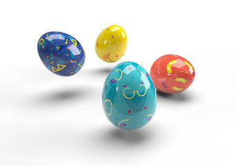 3d render of Easter eggs with modern colorful abstract textures creative graphic background