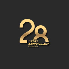 28 years anniversary celebration logotype with elegant modern number gold color for celebration - obrazy, fototapety, plakaty