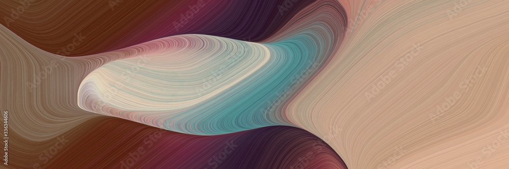 Poster abstract flowing horizontal header with rosy brown, old mauve and blue chill colors. fluid curved lines with dynamic flowing waves and curves
