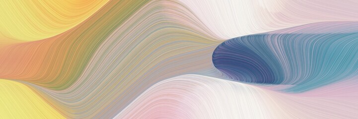 abstract colorful designed horizontal header with tan, blue chill and dark khaki colors. fluid curved lines with dynamic flowing waves and curves