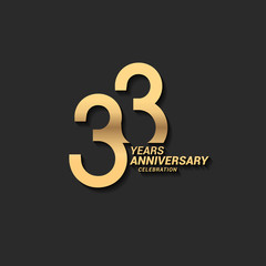 33 years anniversary celebration logotype with elegant modern number gold color for celebration - obrazy, fototapety, plakaty