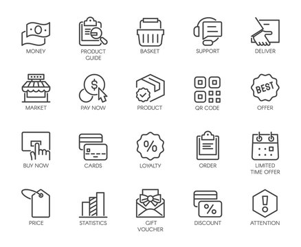  Icons Set Shopping, E-commerce, Online Store Category