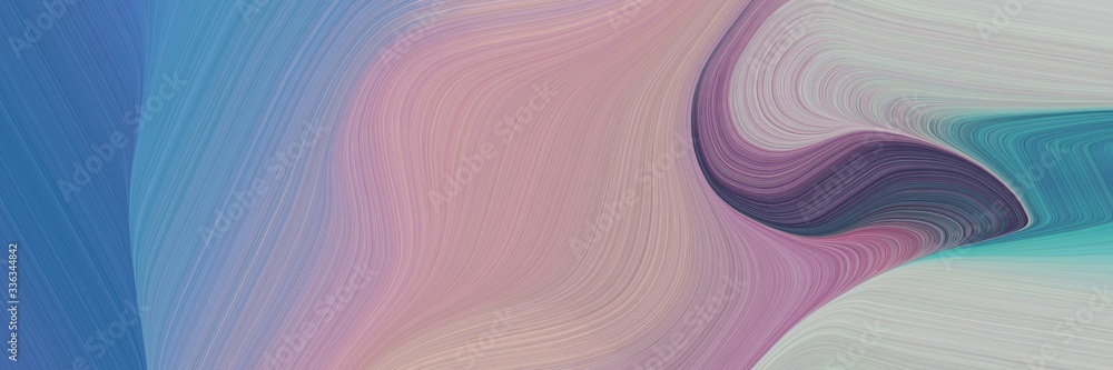 Poster abstract moving horizontal header with pastel purple, teal blue and cadet blue colors. fluid curved 