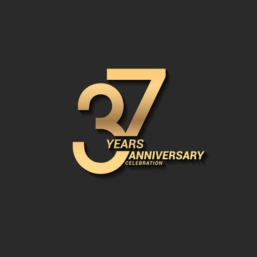 37 years anniversary celebration logotype with elegant modern number gold color for celebration