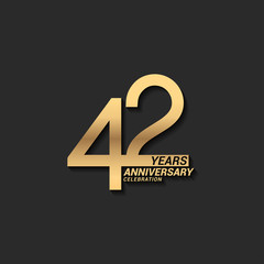 42 years anniversary celebration logotype with elegant modern number gold color for celebration - obrazy, fototapety, plakaty