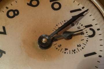 Old alarm clock close-up, leave a roar for a cup of aromatic coffee