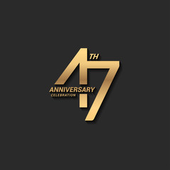 47 years anniversary celebration logotype with elegant modern number gold color for celebration - obrazy, fototapety, plakaty