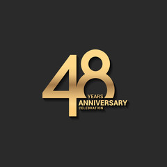 48 years anniversary celebration logotype with elegant modern number gold color for celebration - obrazy, fototapety, plakaty