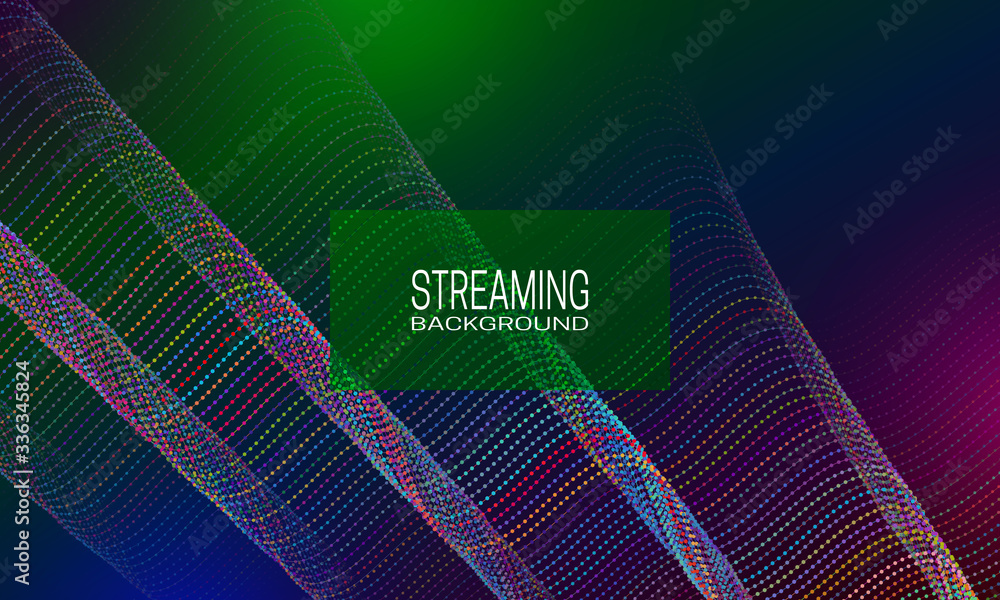 Poster streaming background design of colorful wavy strings. abstract background for banner, flyer or music