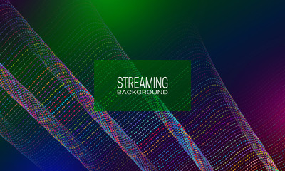 Streaming background design of colorful wavy strings. Abstract background for banner, flyer or music poster.