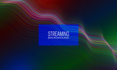 Streaming background design of iridescent wavy strings. Abstract background for banner, flyer or music poster.