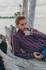 Сomfortable lounger was donated by nature to relax weary traveler