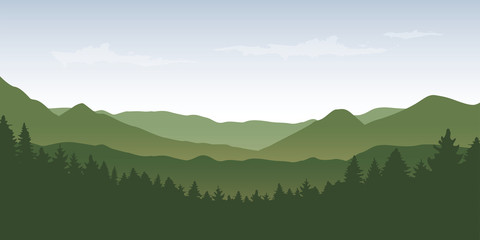 wildlife nature mountain landscape in summer vector illustration EPS10