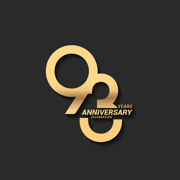 93 years anniversary celebration logotype with elegant modern number gold color for celebration