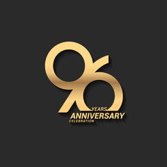 96 years anniversary celebration logotype with elegant modern number gold color for celebration - obrazy, fototapety, plakaty