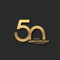 50 years anniversary celebration logotype with elegant modern number gold color for celebration - obrazy, fototapety, plakaty