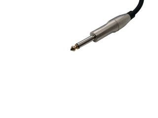 Guitar audio jack isolated on white background. Close up with a guitar plug.