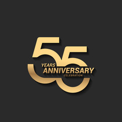 55 years anniversary celebration logotype with elegant modern number gold color for celebration - obrazy, fototapety, plakaty