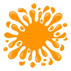 water drop orange juice splash, water blob orange flat isolated on white, pineapple juice splash flow, orange juice drop splatter simple for package design, water orange drop symbol for graphic banner
