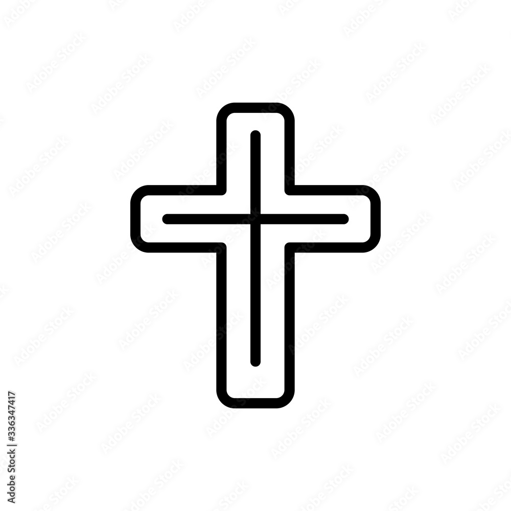 Poster cross christianity icon. simple line vector elements of religious holiday for ui and ux, website or 