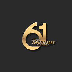 61 years anniversary celebration logotype with elegant modern number gold color for celebration
