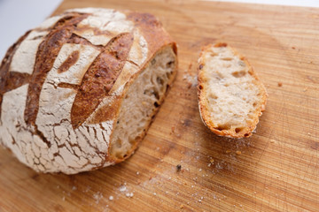 Freshly baked, home-made  sourdough bread