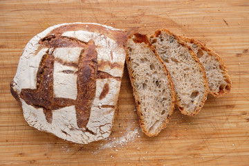 Freshly baked, home-made  sourdough bread