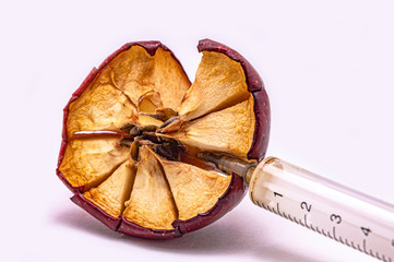 medical syringe on a white background close-up