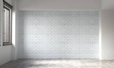 Loft design interior of living room and brick wall texture background