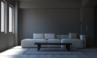 Minimal tropical interior design of living room and wall texture background