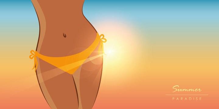 sexy girl in summer on paradise sunny background vector illustration EPS10