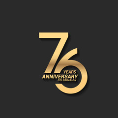 76 years anniversary celebration logotype with elegant modern number gold color for celebration - obrazy, fototapety, plakaty
