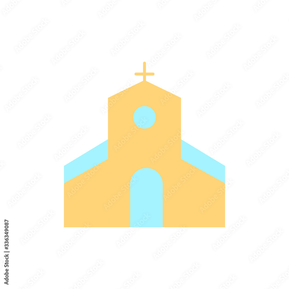 Poster church building color icon. simple color vector elements of religious holiday for ui and ux, website