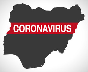 Nigeria map with Coronavirus warning illustration
