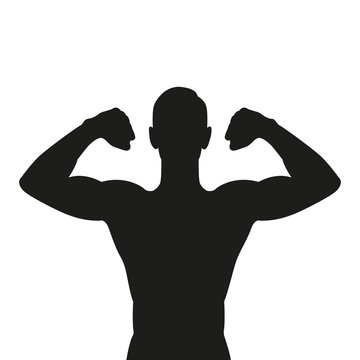 muscular strong man silhouette isolated on white background vector illustration EPS10