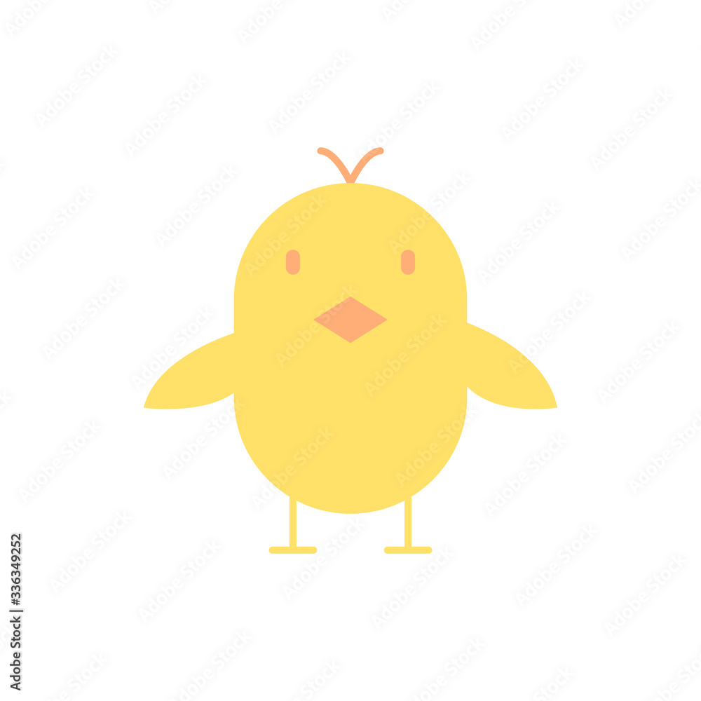 Poster chick bird color icon. simple color vector elements of religious holiday for ui and ux, website or m