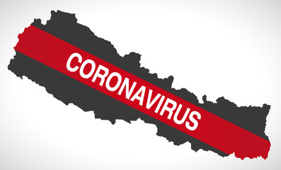 Obraz premium Nepal map with Coronavirus warning illustration