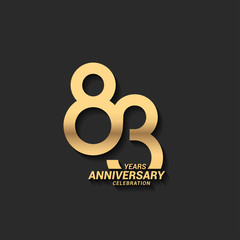 83 years anniversary celebration logotype with elegant modern number gold color for celebration