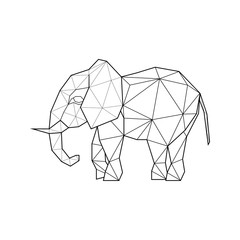 Polygonal abstract elephant. Logo of the elephant. Vector illustration