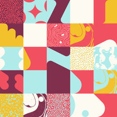 Fototapeta premium Pattern With Abstract Vector Geometric Shapes And Organic Natural Textures