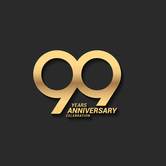 99 years anniversary celebration logotype with elegant modern number gold color for celebration