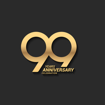 99 years anniversary celebration logotype with elegant modern number gold color for celebration