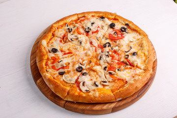 pizza with tomato and cheese